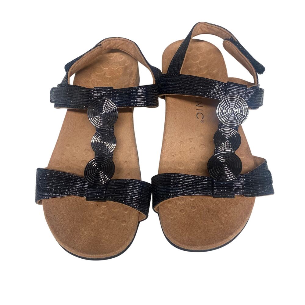 VIONIC "Farra" Women's Slingback Sandal, Black/Silver, Size 7, Pre-Owned